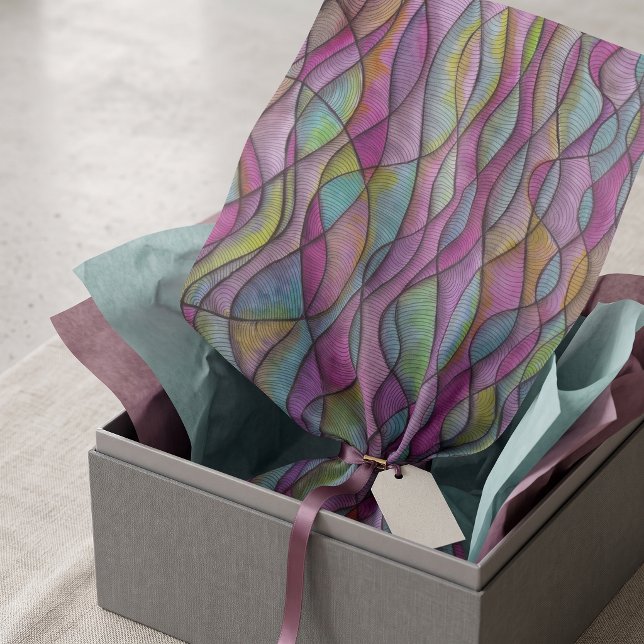 Papel De Seda Padrão Abstrato Ondulado em Tom de Joia Boho (Criador carregado)