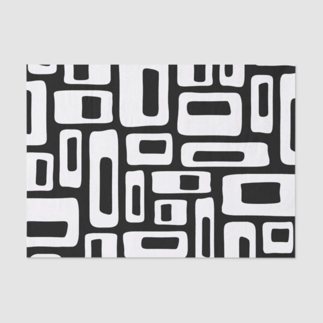 Papel De Seda Padrão Abstrato preto e branco do meio século mode (Frente )