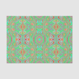 Papel De Seda Padrão Abstrato Retro de Laranja e Verde Lima