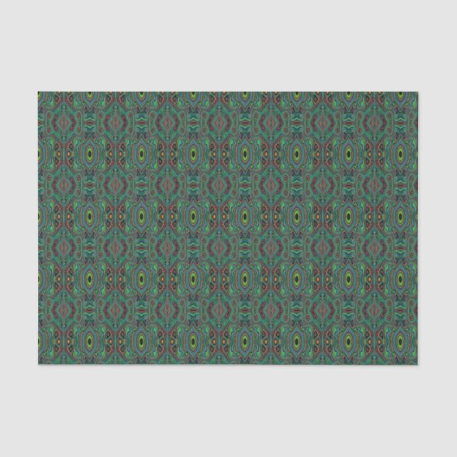 Papel De Seda Padrão Abstrato Trippy Retro Preto e Verde Lima (Frente )