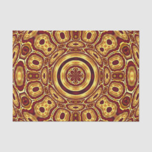Papel De Seda Padrão Abstrato Vermelho Dourado Boho Marroquino