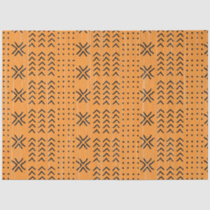 Papel De Seda Padrão Africano de Mudo Laranja Moderno