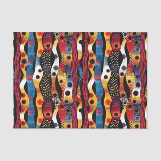 Papel De Seda Padrão Africano Étnico Elegante com Cores Ousadas (Frente )