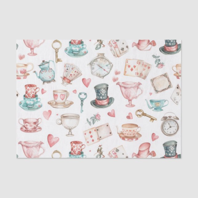 Papel De Seda Padrão Alice em Aquarela  (Frente )