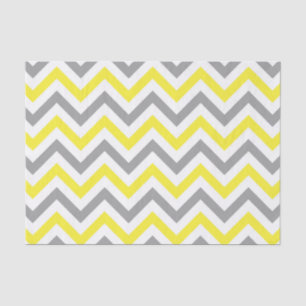 Papel De Seda Padrão Amarelo, Cinza Escura Grande Chevron ZigZa