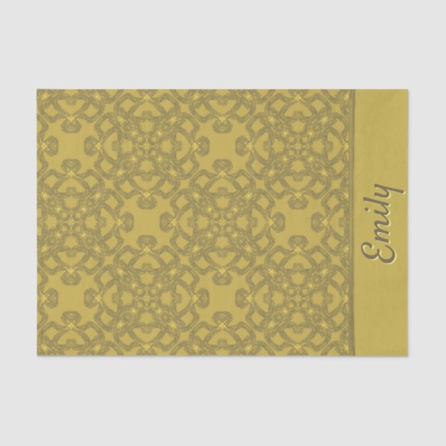 Papel De Seda Padrão Amarelo da Mostarda Personalizada (Frente )