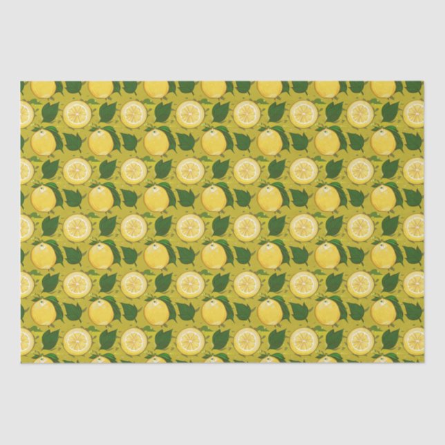 Papel De Seda Padrão Amarelo de Limão de Aquarela (Frente )