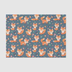 Papel De Seda Padrão Animal da Raposa Laranja-branca