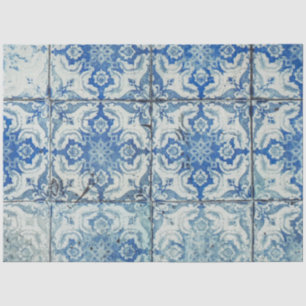 Papel De Seda Padrão Antiquado de Azulejos Portugueses - Azulejo