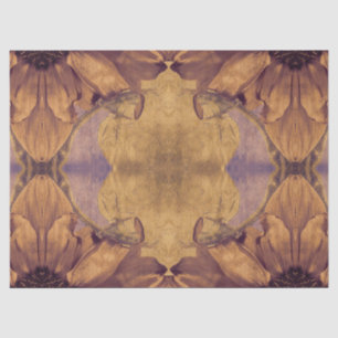Papel De Seda Padrão Antiquado Roxo-Roxo-Sunflower Dourado