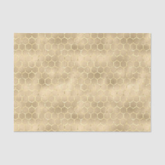 Papel De Seda Padrão Apiário Dourado de Gradiente Honeycomb Irid