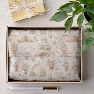 Papel De Seda Padrão Aquarela de Casamento Boho Deserto