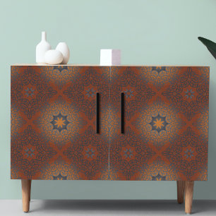 Papel De Seda Padrão Árabe de Omã Vermelho Negro Oriental