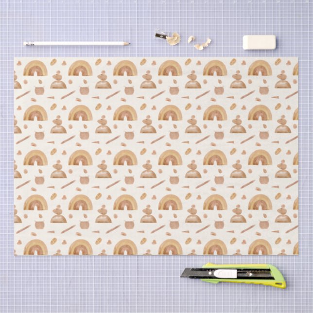 Papel De Seda Padrão Arco-íris Boho & Pedra Zen (Arte )