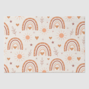 Papel De Seda Padrão arco-íris do Terracotta boho