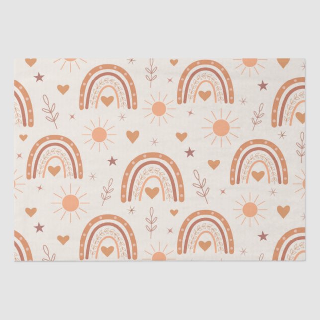 Papel De Seda Padrão arco-íris do Terracotta boho (Frente )