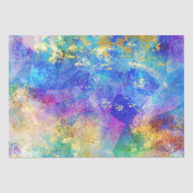 Papel De Seda Padrão Arco-íris Ombre e Opala de Fogo Dourada (Frente )