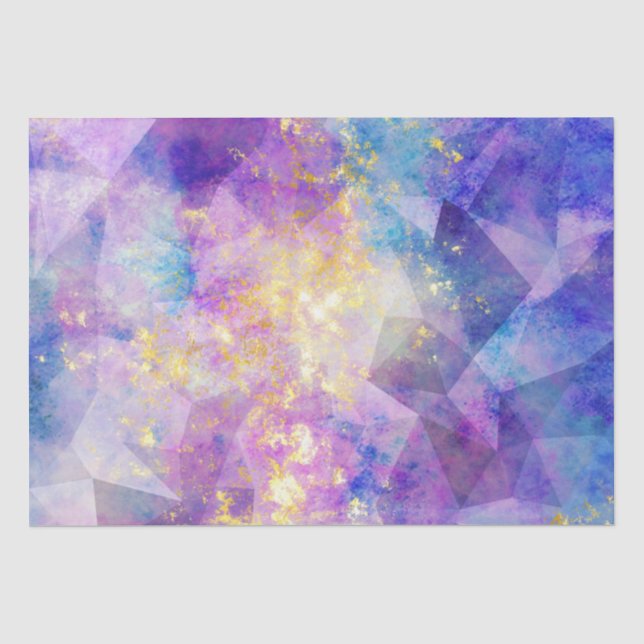 Papel De Seda Padrão Arco-íris Ombre e Ouro com Opala de Fogo (Frente )