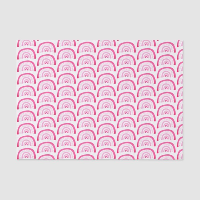 Papel De Seda Padrão Arco-Íris Rosa Brilhante (Frente )
