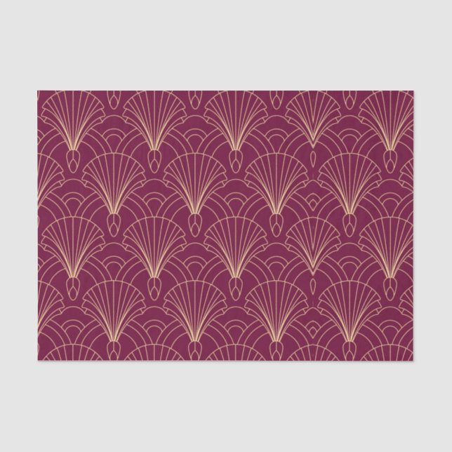 Papel De Seda padrão Art Deco com motivos de leque geométricos d (Frente )