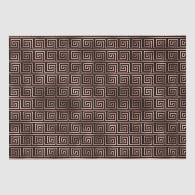 Papel De Seda Padrão Art Déco de Arte de Chave Grega em Rose Gol (Frente )