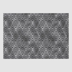 Papel De Seda Padrão Art Déco de Diamante com Chevron de Prata E