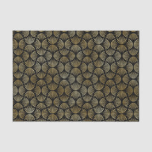 Papel De Seda Padrão Art Déco Dourado e Preto