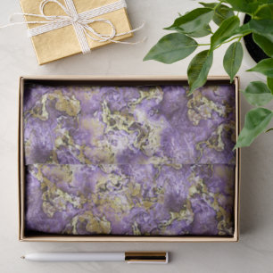 Papel De Seda Padrão Artístico de Ágata Dourada Falsa Violeta Ma