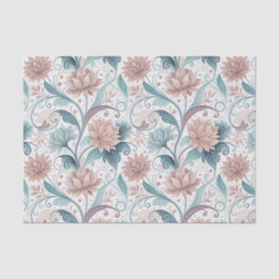Papel De Seda Padrão Artístico de Flores em Rodopio Floral Paste