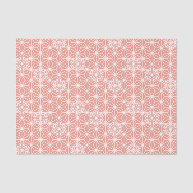 Papel De Seda Padrão Asanoha japonês - rosa-coral (Frente )