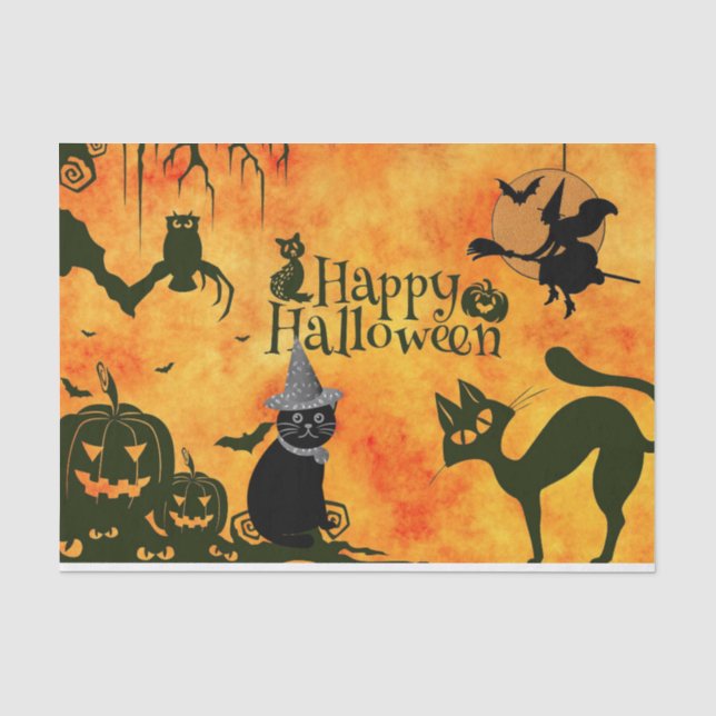 Papel De Seda Padrão Assustador de Halloween Decoupage (Frente )