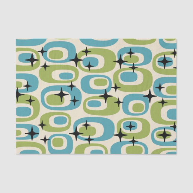 Papel De Seda Padrão atômico moderno do meio século (Frente )