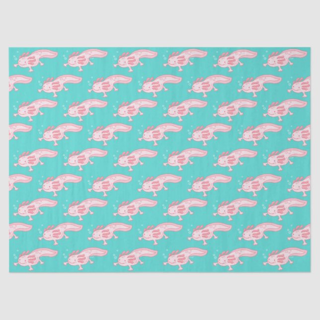 Papel De Seda Padrão Axolotl rosa (Frente )