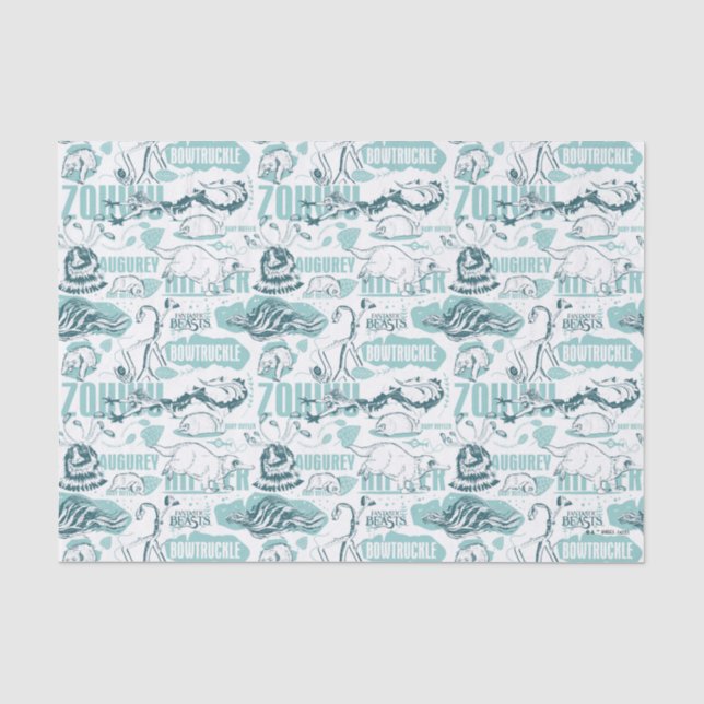 Papel De Seda Padrão Azul de Bestas Fantásticas (Frente )