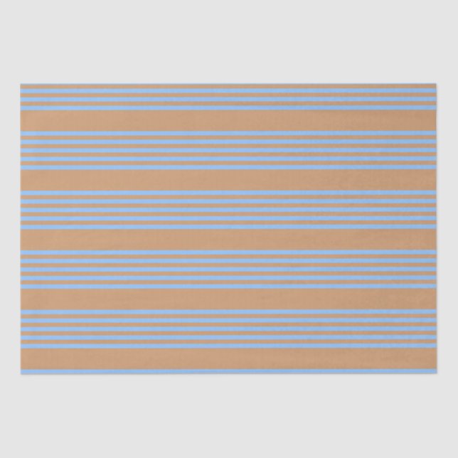 Papel De Seda Padrão azul e bronzeado de cinco faixas (Frente )