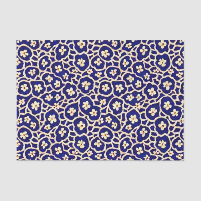 Papel De Seda Padrão Azul Escuro de Anemone Chic Boho (Frente )