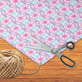 Papel De Seda Padrão azul-rosa da roda-de-bicicleta