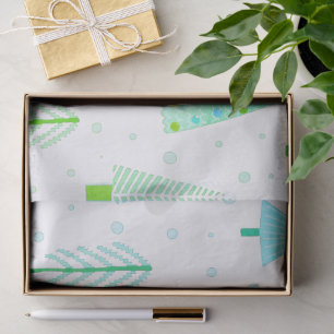 Papel De Seda Padrão Azul Turquesa das Árvores de Natal Costeira