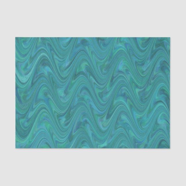 Papel De Seda Padrão Azul Verde Marbling (Frente )