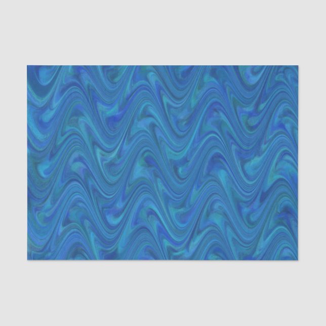 Papel De Seda Padrão Azul Verde Mármore (Frente )