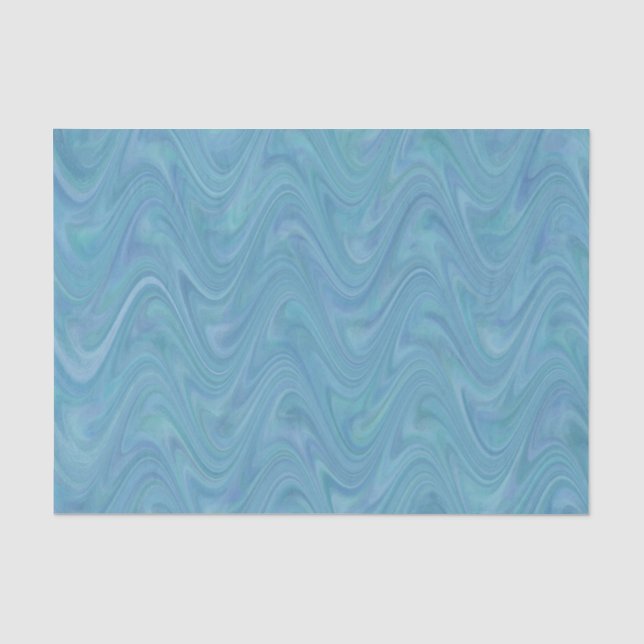 Papel De Seda Padrão Azul Verde Mármore (Frente )