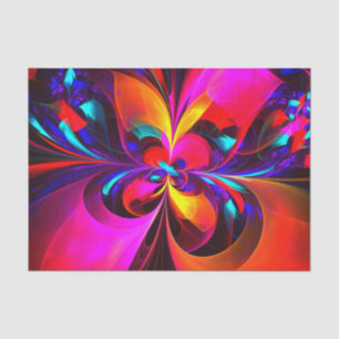 Papel De Seda Padrão Azul Vermelho Abstrato Floral Moderno #07