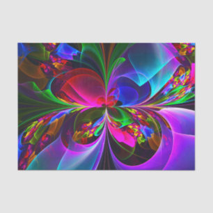 Papel De Seda Padrão Azul Vermelho Abstrato Floral Moderno #12