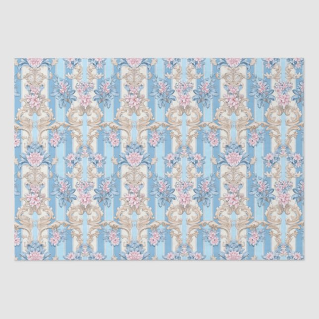 Papel De Seda Padrão barroco pastel elegante (Frente )