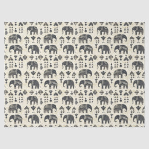 Papel De Seda Padrão Boho Elefante Tribal (1)