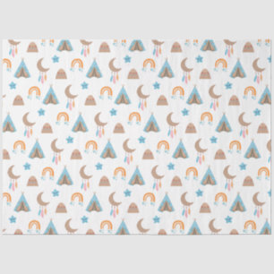 Papel De Seda Padrão Boho Fofo em Branco
