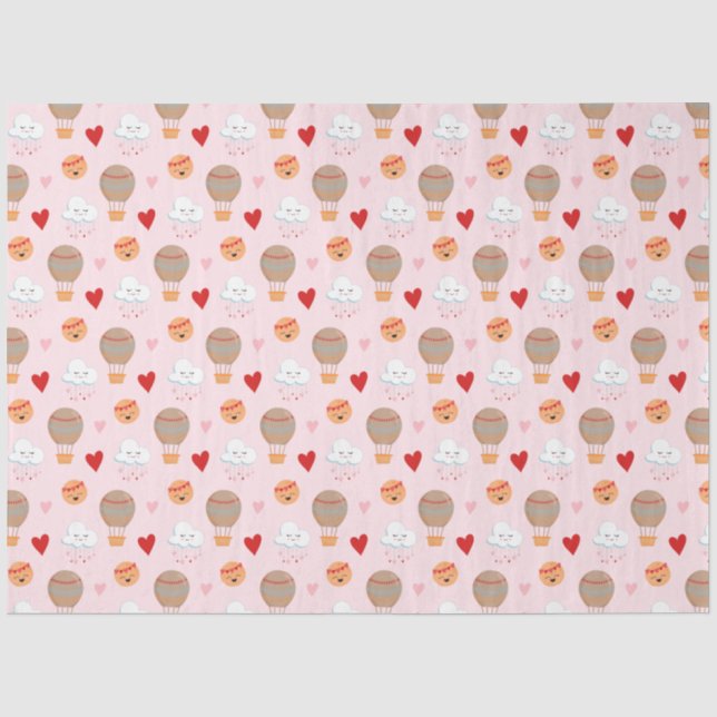 Papel De Seda Padrão Boho Fofo em Rosa (Frente )