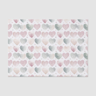 Papel De Seda Padrão bonito de Coração de Aquarela de Pastel