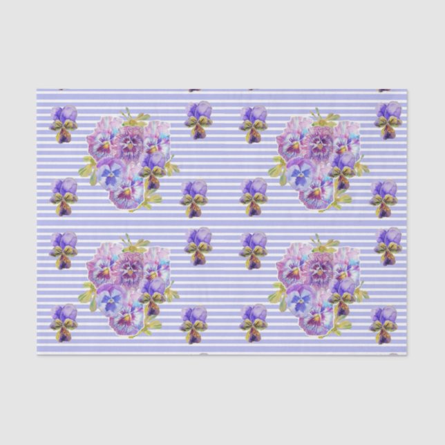 Papel De Seda Padrão bonito de faixa de Lavanda Floral com Flor  (Frente )