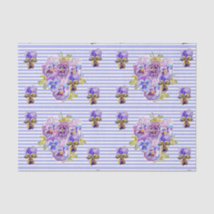 Papel De Seda Padrão Bonito de Faixa de Lavanda Floral do Flor
